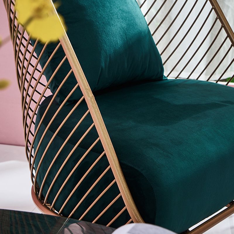 Glam Style Metal Chair Fixed Back Solid Color 4 Legs Armless Chair