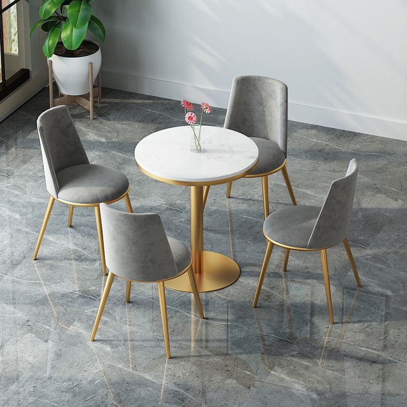 1/3/5 Pieces Dining Set Black-gold Base and White Top Table Glam Style Kitchen Set