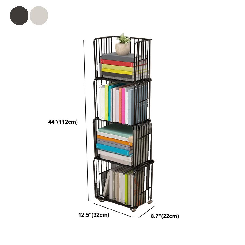 Contemporary Metal Shelf Bookcase Closed Back Vertical Bookcase