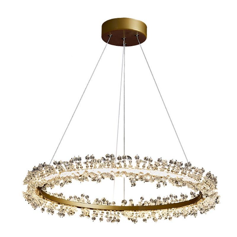 Contemporary Ring Chandelier Pendant Light Crystal Suspension Pendant Light for Living Room