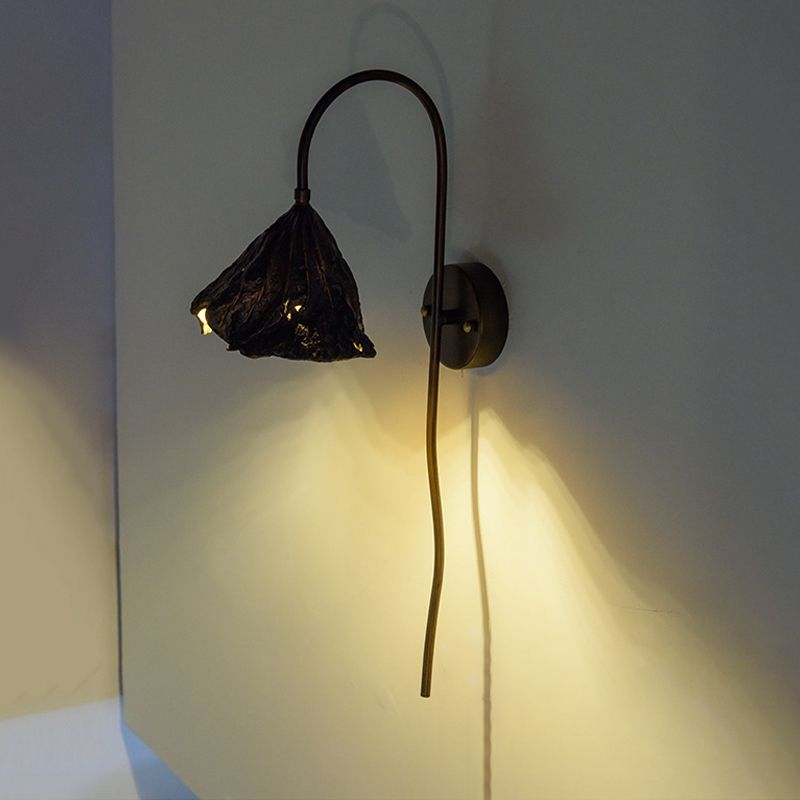 Black Lotus Seedpod Wall Light Sconce Contemporain 1 tête Metallic LED Mur Mount Mount de support