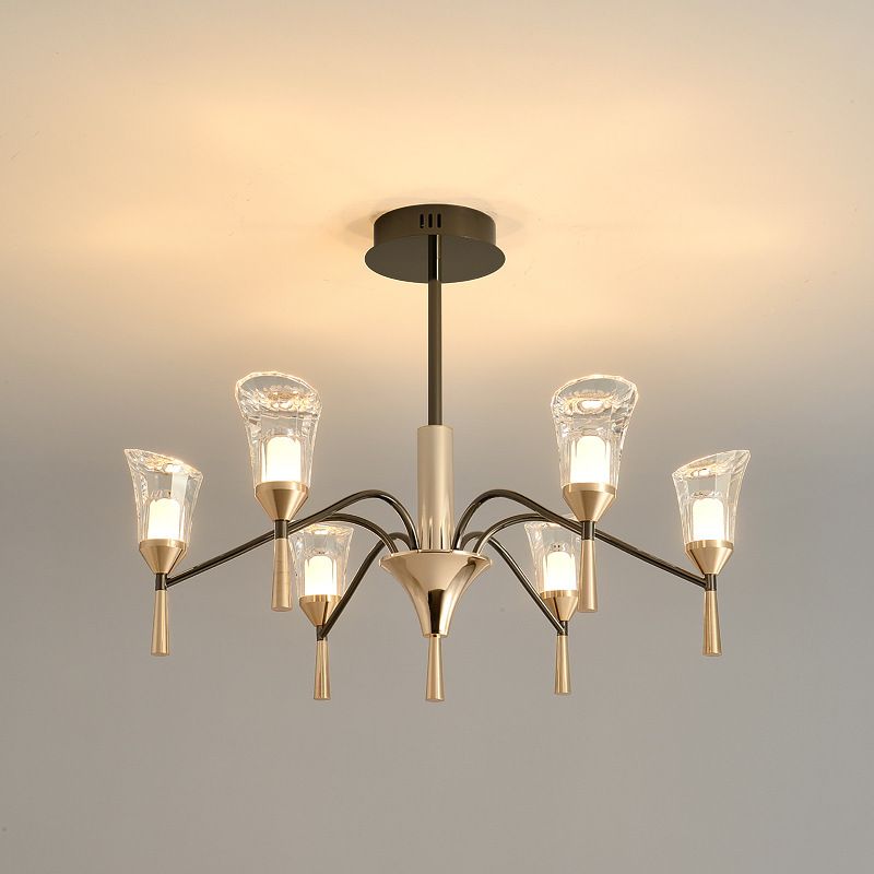 Conical Chandelier Postmodern Acrylic Gold Suspension Light for Living Room