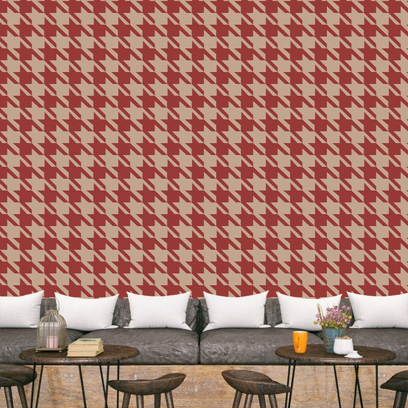 Houndstooth Wall Mural Modern Style Mildew ResistantDecorative Dining Room Wall Art