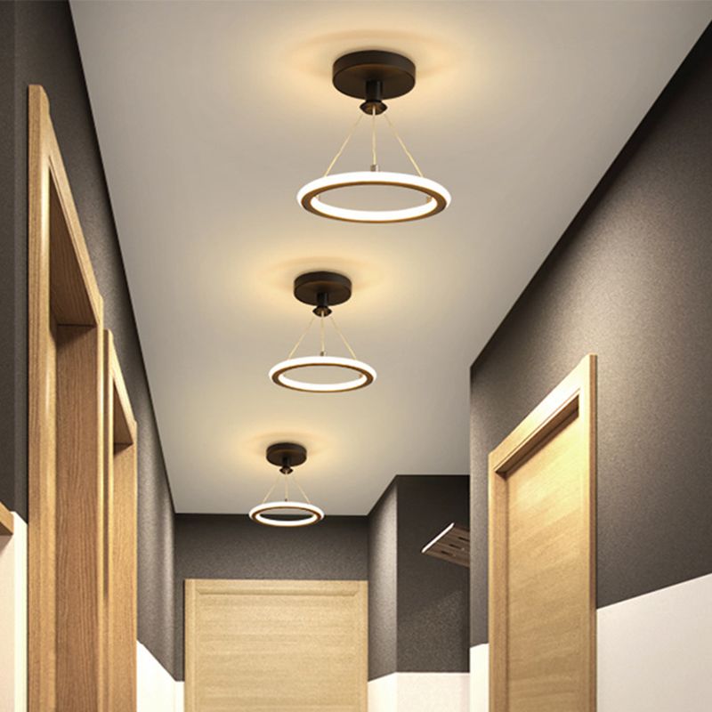 Circle Semi Flush Mount Light Metal Modern Flush Mount Ceiling Light Fixtures for Hallway