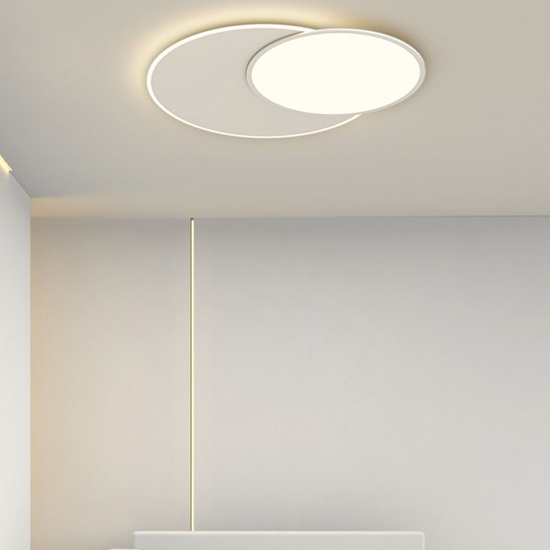 2-Light White Flush Mount Lighting Unique LED Ceiling Light for Bedroom
