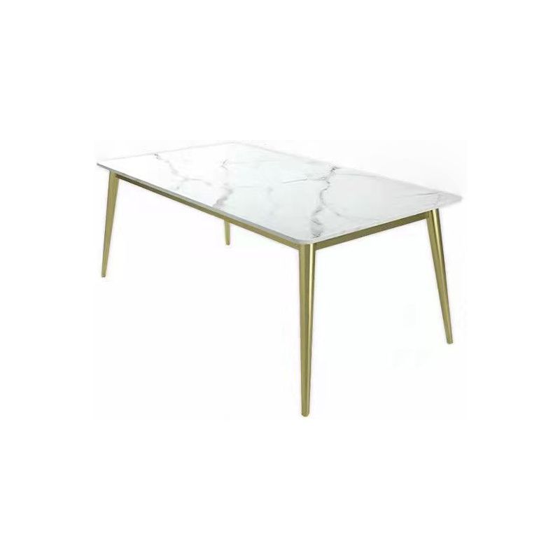 Metal Traditional Luxury Rectangle Table Sintered Stone Top Table with 4 Legs