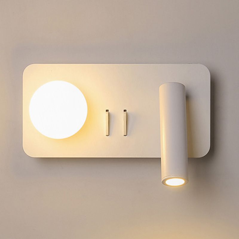 Modern Metal Wall Light Geometric White 2 Lights Reading Wall Sconce for Bedroom