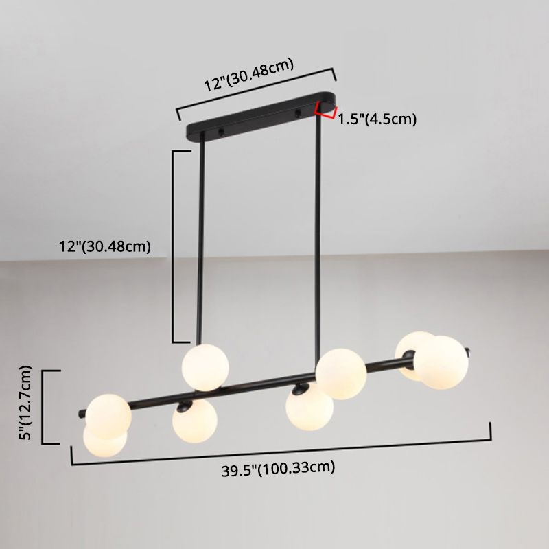 Orb Glass Shade Island Light Fixture Modern Style Metal Hanging Ceiling Lamp for Kitchen Dining Room
