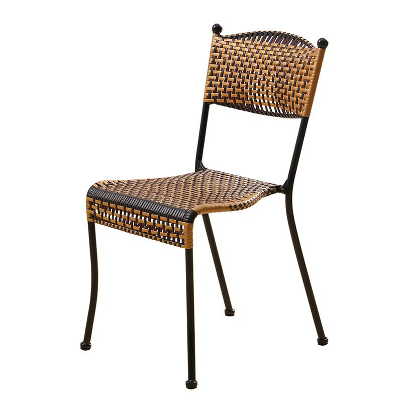 Tropical Dining Side Chair in Brown/Black Plastic with Open Back