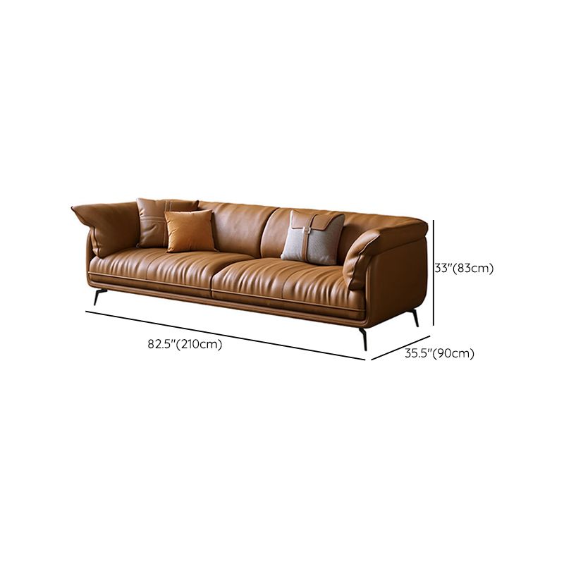 Modern Genuine Leather Living Room Cushions Pillow Top Arm Settee