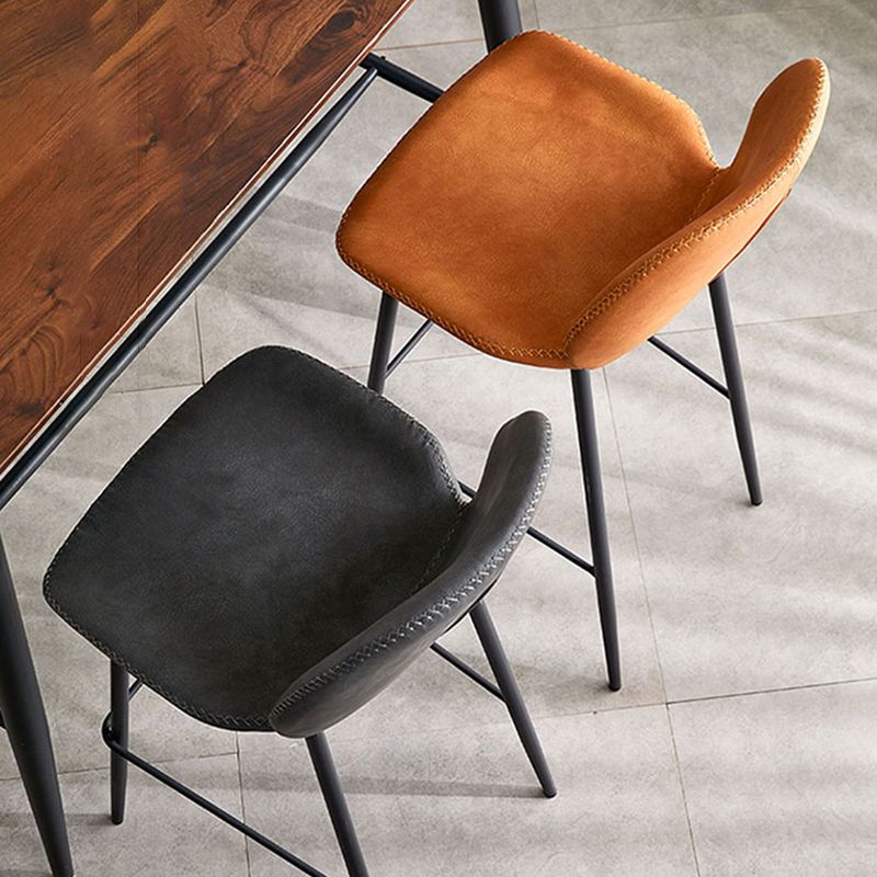 Contemporary Leather Bar Stools Indoor Barstool with Iron Legs and Low Back