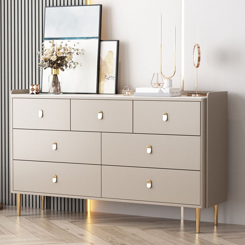 Glam Horizontal Double Dresser Stone Storage Chest with Drawers for Bedroom