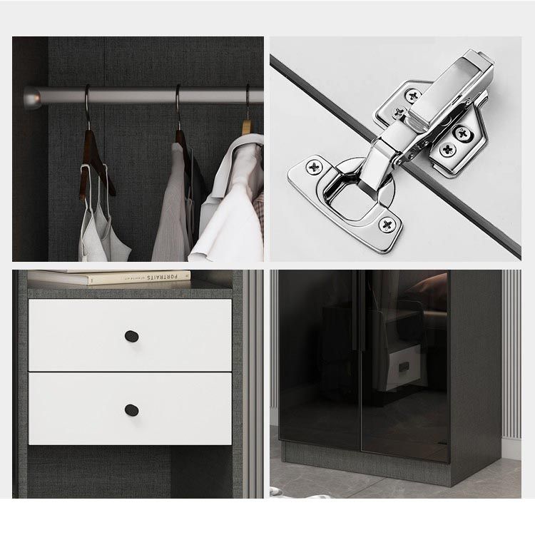 Contemporary Wardrobe Armoire with Shelves Wood and Glass Wardrobe Closet