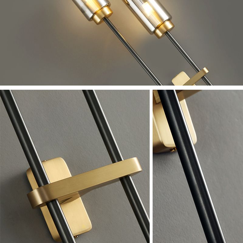Noordse buisvormige wand sconce verlichting glazen slaapkamer wandlicht sconce in rookgrijs