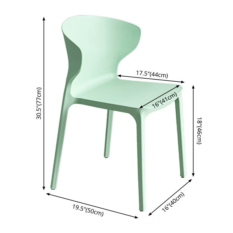 Scandinavian Style Plastic Dining Armless Chair Solid Back Side Chairs for Home Use
