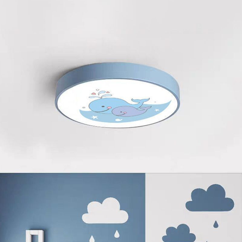 Plafonnier encastré à LED à motifs de dessin animé pour enfants, plafonnier en acrylique pour chambre à coucher avec abat-jour rond en métal