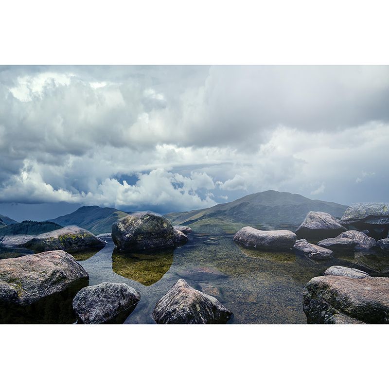 Cloud Print Contemporary Mildew Resistant Sky Mural Living Room Wall Mural