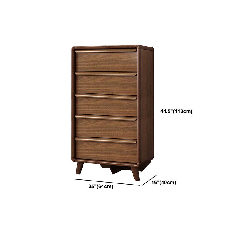 Soft Close Drawers Mid-Century Modern Chest Squared Legs Accent Chest in Brown