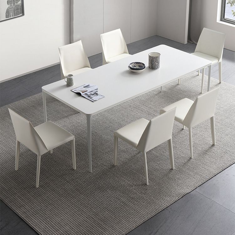 Modern Sintered Stone Dining Set Rectangle 1/4/5/6/7 Pieces Dining Room Table Set in White