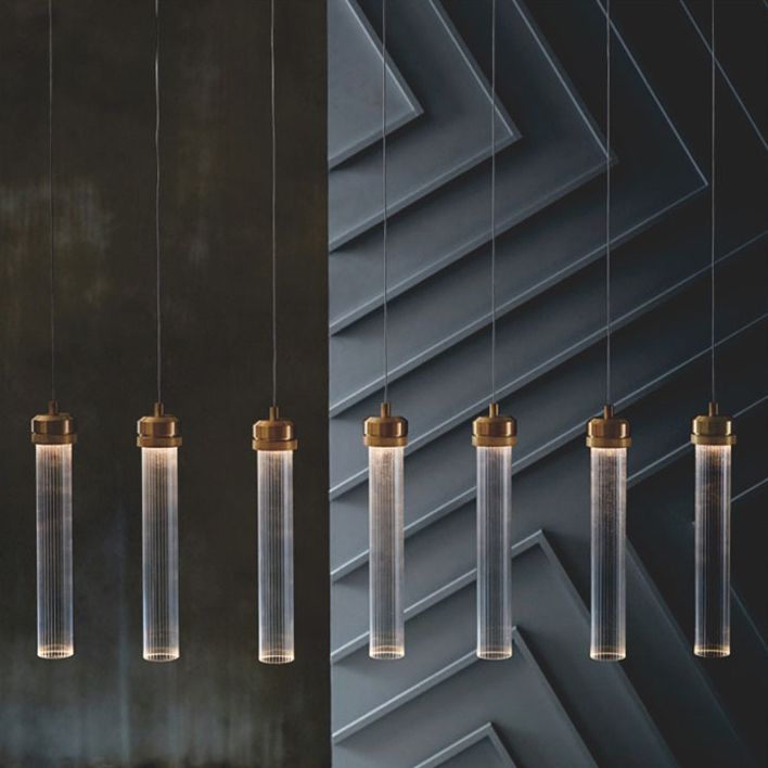 Contemporary Glass Hanging Light 1-Light Cylinder Suspension Pendant for Bedroom