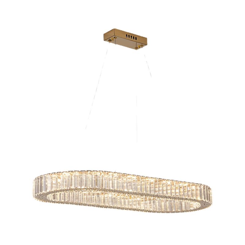 Contemporary Island Lighting Oval Crystal 1 Light Island Ceiling Light