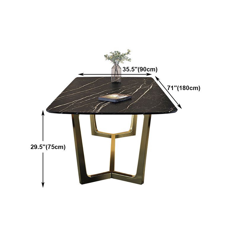 Rectangle Trestle Counter Luxury Table Black Fixed Table of Sintered Stone