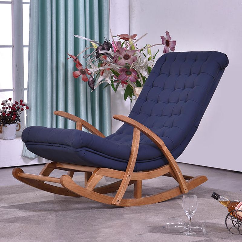 Wood Base Chaise Lounge Lazy Sofa Chair Leisure Single Home Rocking Chair