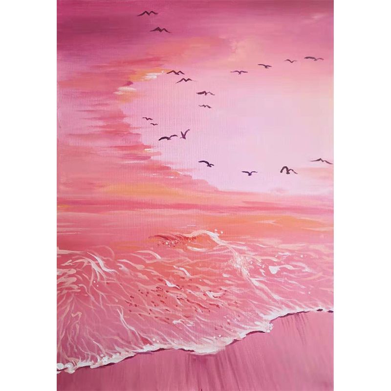 Romantic Mural Wallpaper for Girls' Bedroom, Beach and Sea, Made to Measure