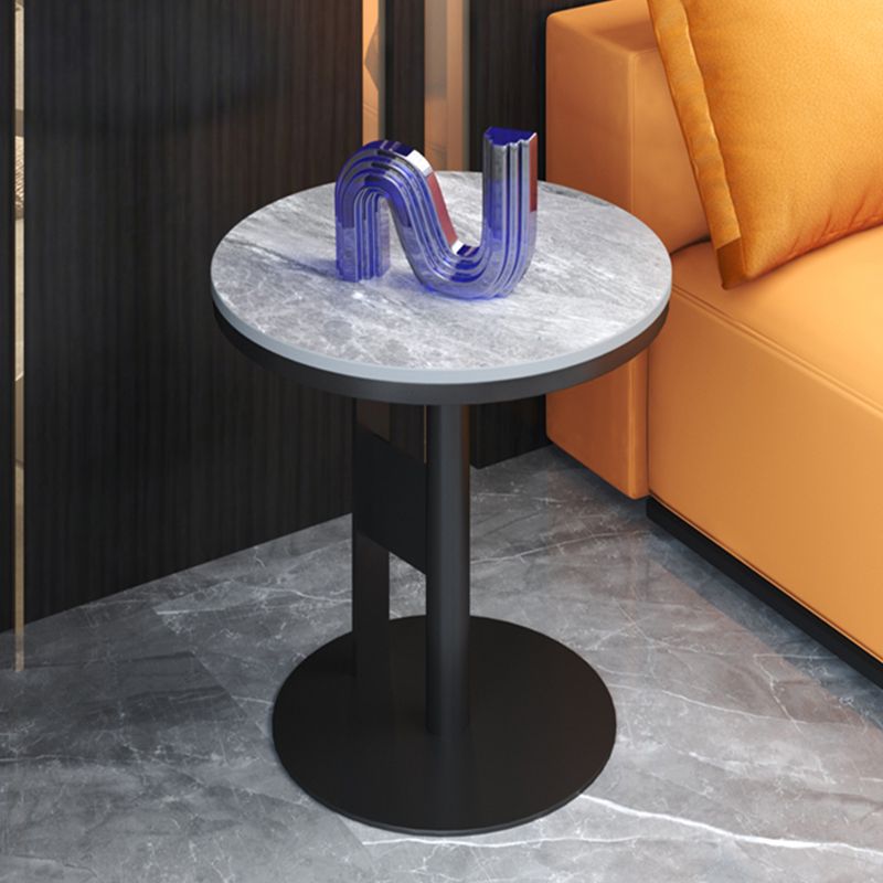 Modern Round Corner Table Slate Pedestal Side Table for Living Room
