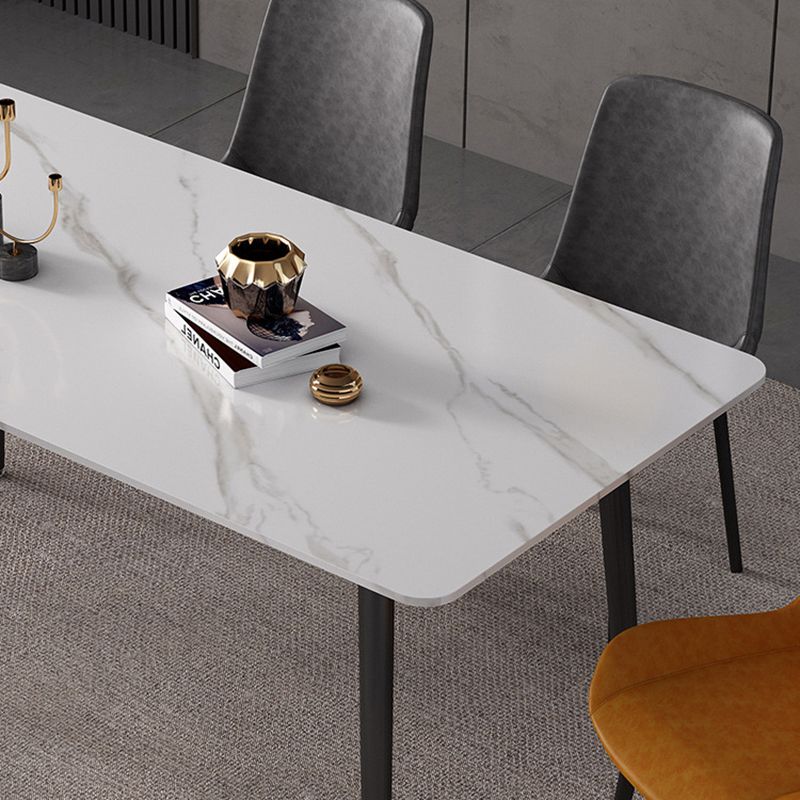 Modern Sintered Stone Dining Table Set White Rectangle Dining Set for Home Use
