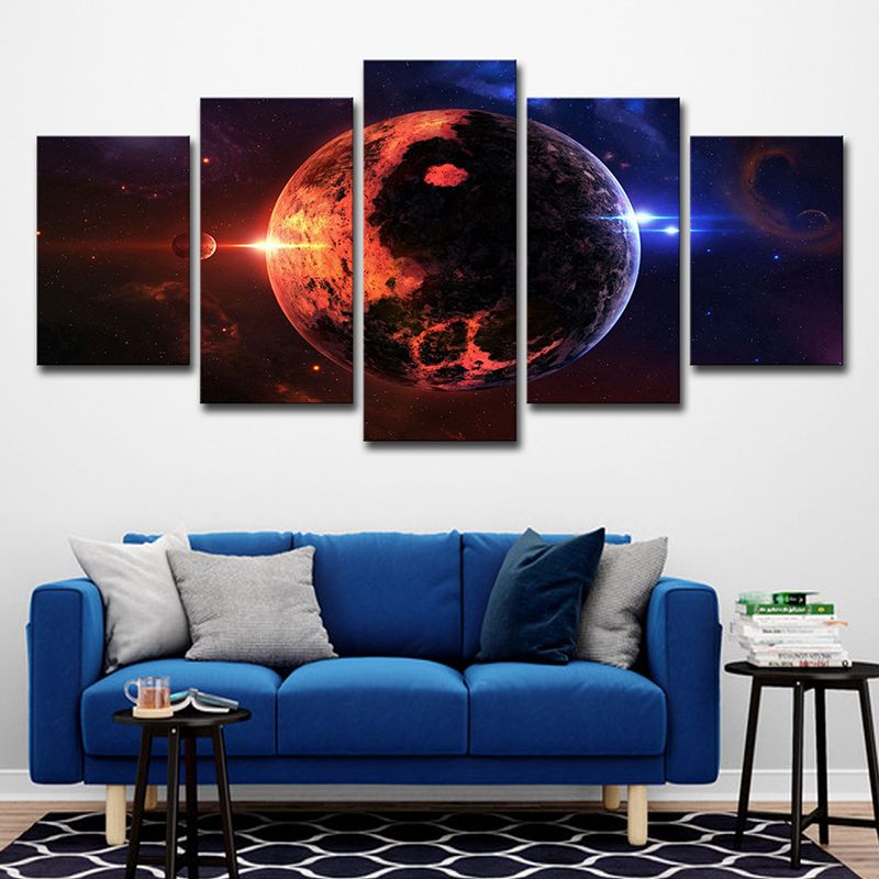 Space Planet Canvas Wall Art Science Fiction Multi-Piece Wall Decor for Kids Bedroom