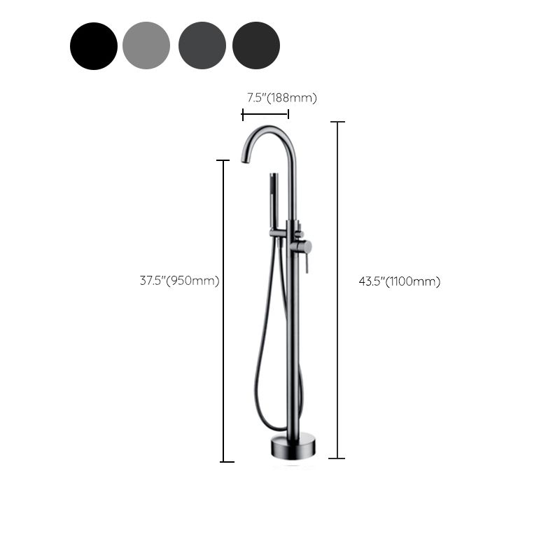 Brass Freestanding Tub Filler Floor Mounted Tub Filler with Lever Handles
