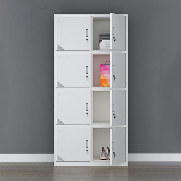 Modern Style Gray Storage Cabinet with Hinged Doors Metal Cabinet for Bathroom