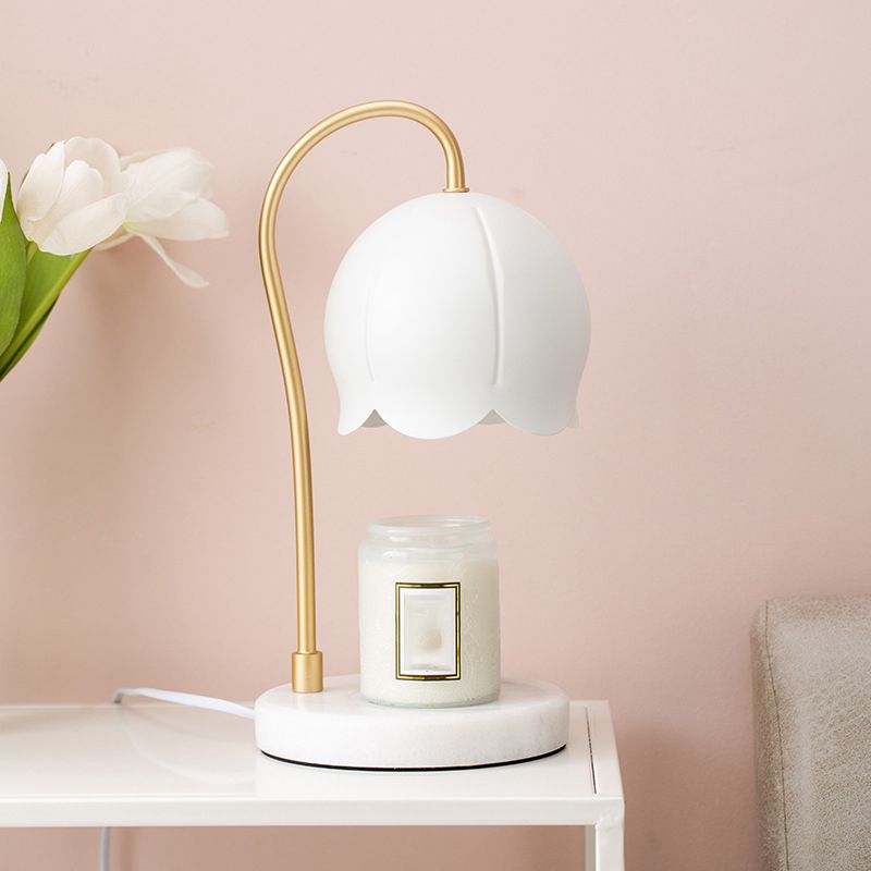 Night Floral Light Nordic Marble 1 Head Bedroom Table Table Lampe de cire sans bougies