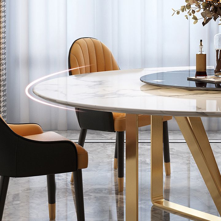 Ronde meubels luxe stijl marmeren dubbele voetstuk eettafel met draaitafel