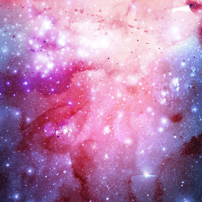 Whole Galaxy Wall Mural Decal in Pink Non-Woven Fabric Wall Covering for Accent Wall, Custom-Made