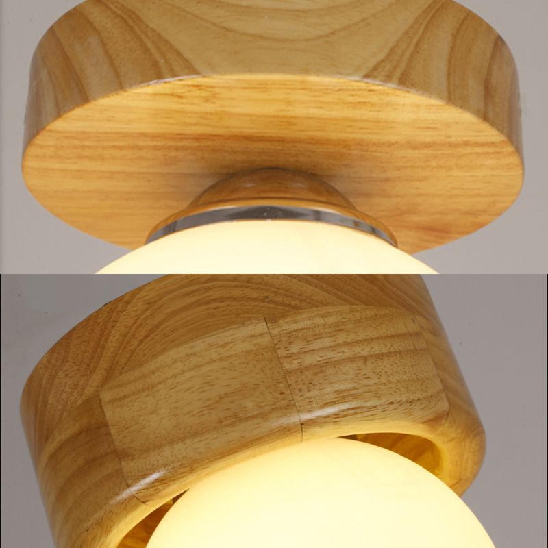 Contemporary Sphere Flushmount Light Milk Glass 1 Light White Ceiling Lamp für Hallway