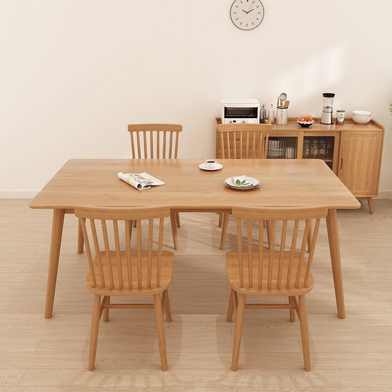 Solid Wood Dining Set 1/5 Pcs Rectangle Dining Table with Slat Back Chairs