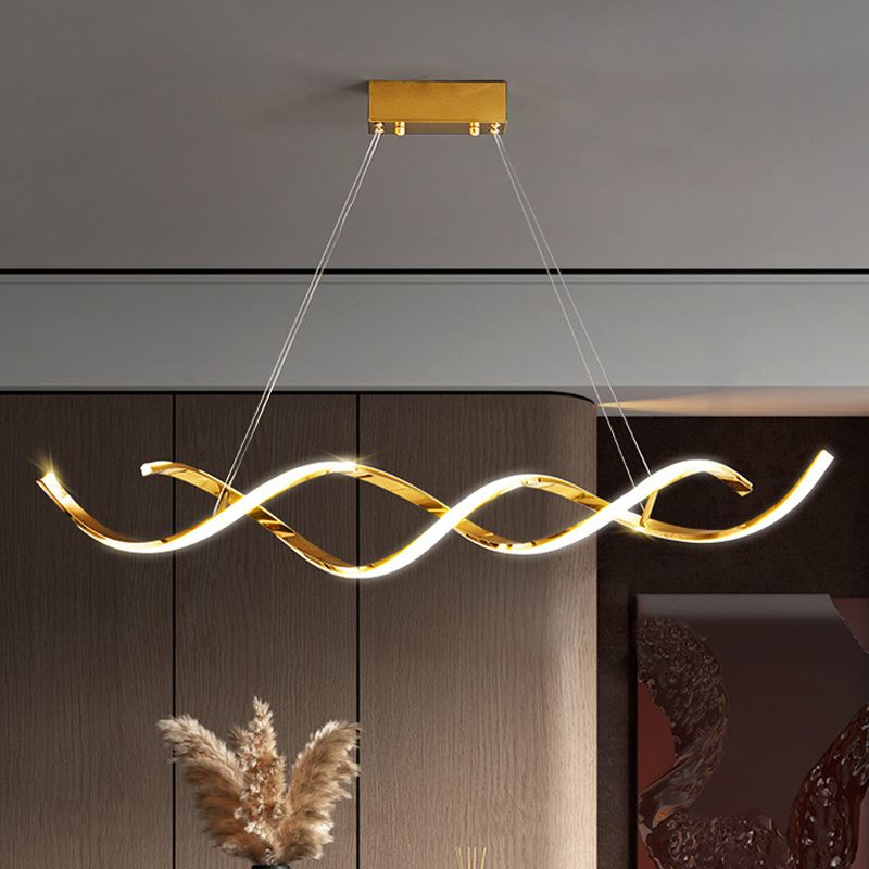 Modern Style Liner Shape Island Pendants 2-Lights Metal Pendant Lights for Living Room