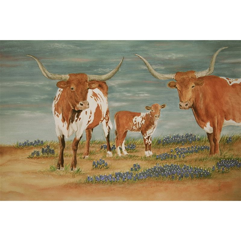 Rustic Milk Cow Painting Murals Brown Animal Wall Covering for Living Room Decoration