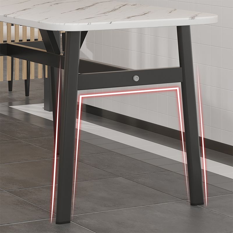 Contemporary White Rectangle Wooden Dining Table with 4 Foot