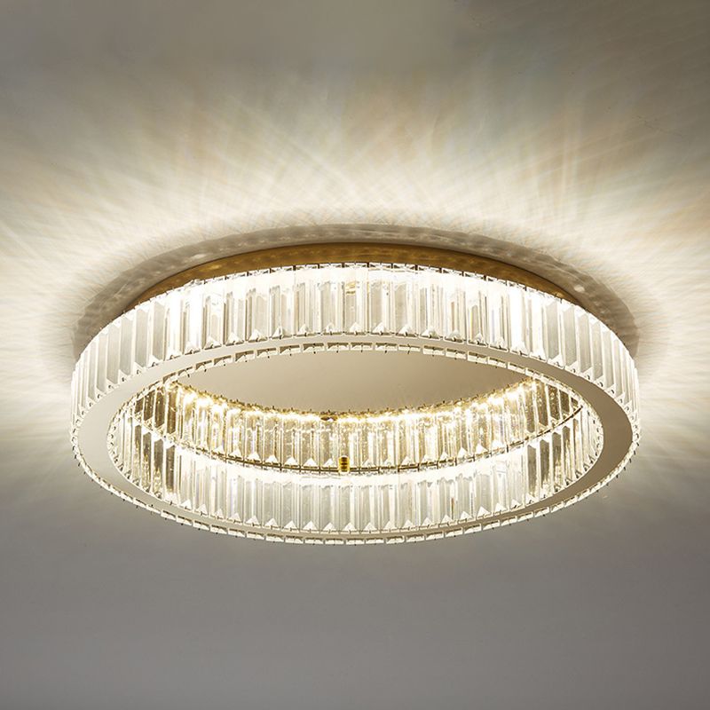 Modern Fashionable LED Ceiling Fixture Stainless-Steel Flush Mount with Crystal Shade