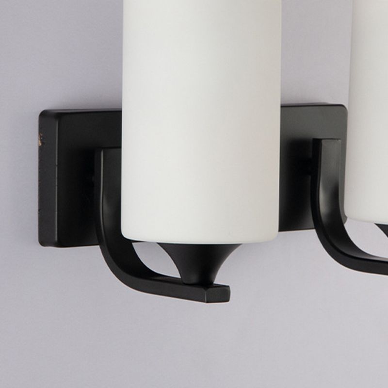 Contemporary Vanity Lighting Glass Shade Wall Light Fixture in Black for Bathroom