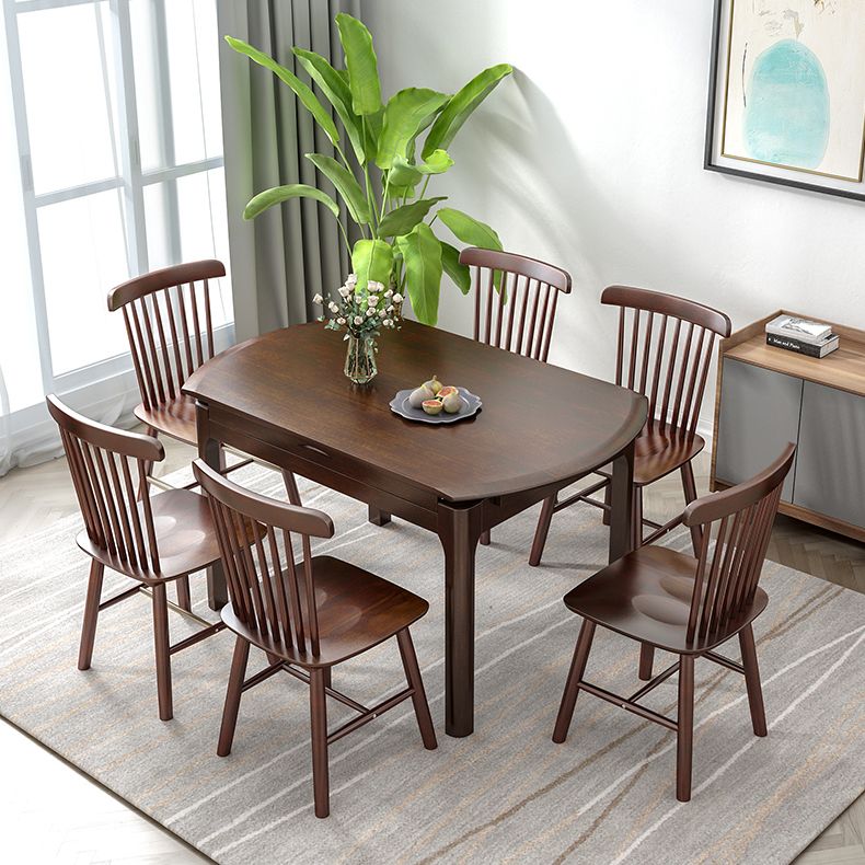 Modern Solid Wood Round Dining Room Set Space-Saving Design Dining Table Furniture