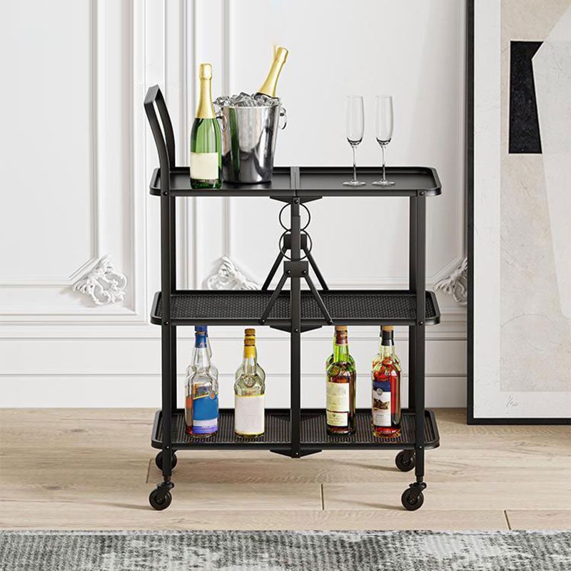 35.43" High Rolling Modern Prep Table Metal Prep Table for Dining Room