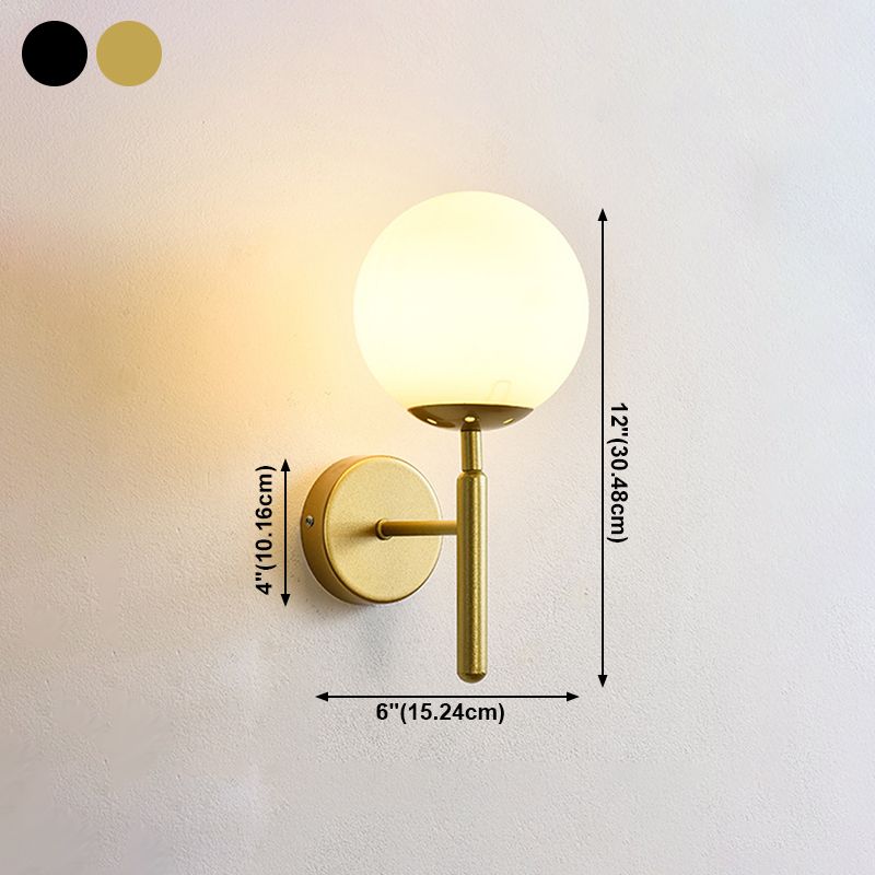 Contemporary Single Head Wall Sconce Glass Ball Shade Wall Mounted Light for Living Room