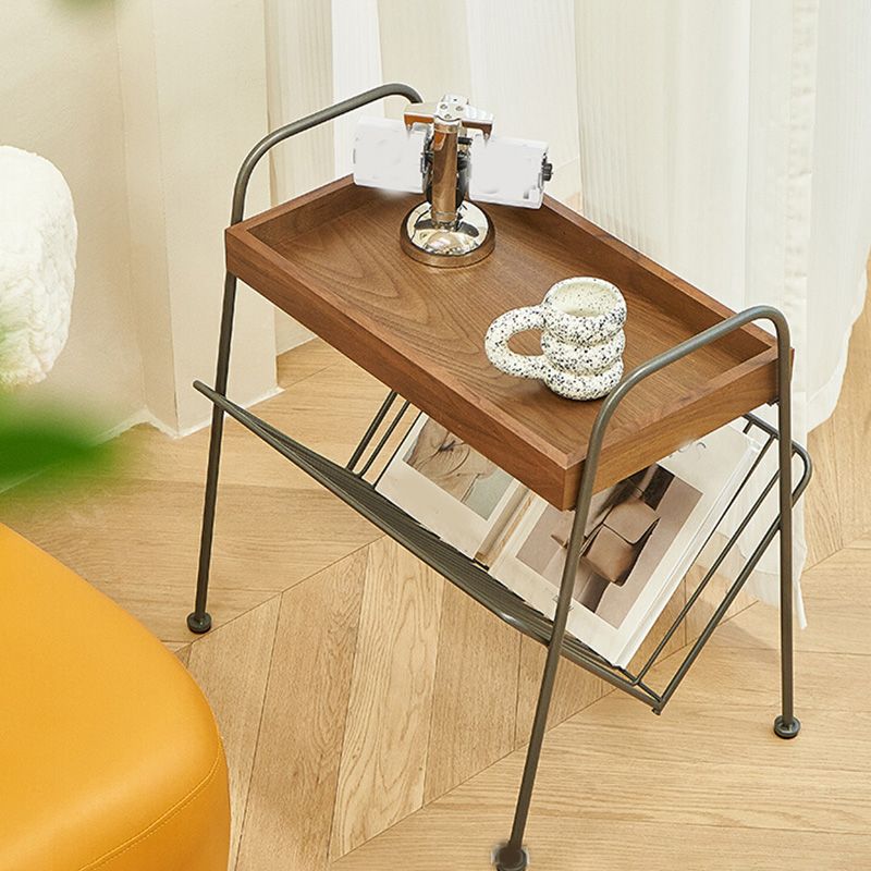 Modern Side Table Solid Wood Accent Side Table with Tray Top