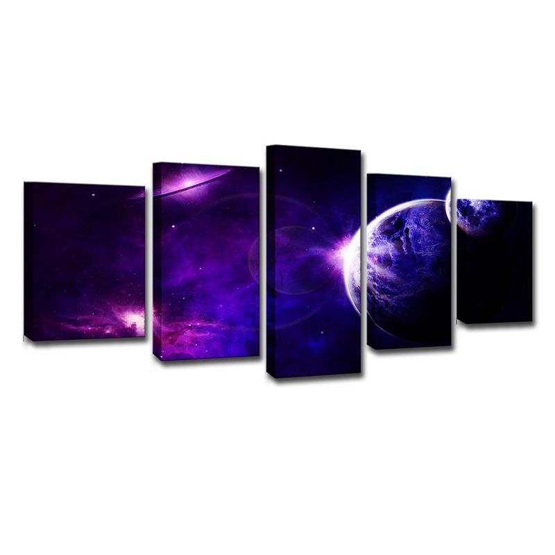 Purple Space Travel Wall Art Multi-Piece Science Fiction Boys Bedroom Canvas Print
