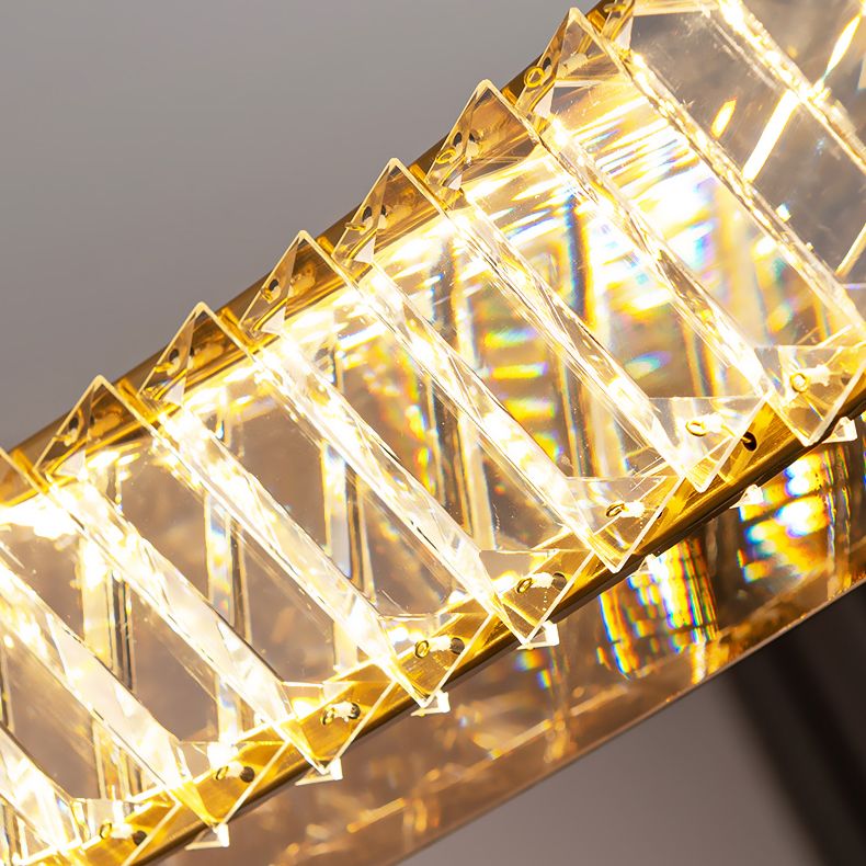 Crystal Circular LED Pendant Light in Modern Luxury Style Stainless-Steel Chandelier for Bedroom