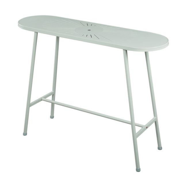 Industrial Outdoor Oval Bar Dining Table Metal Bar Table with Trestle Base